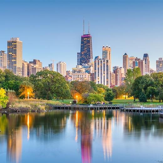 background of Chicago, IL