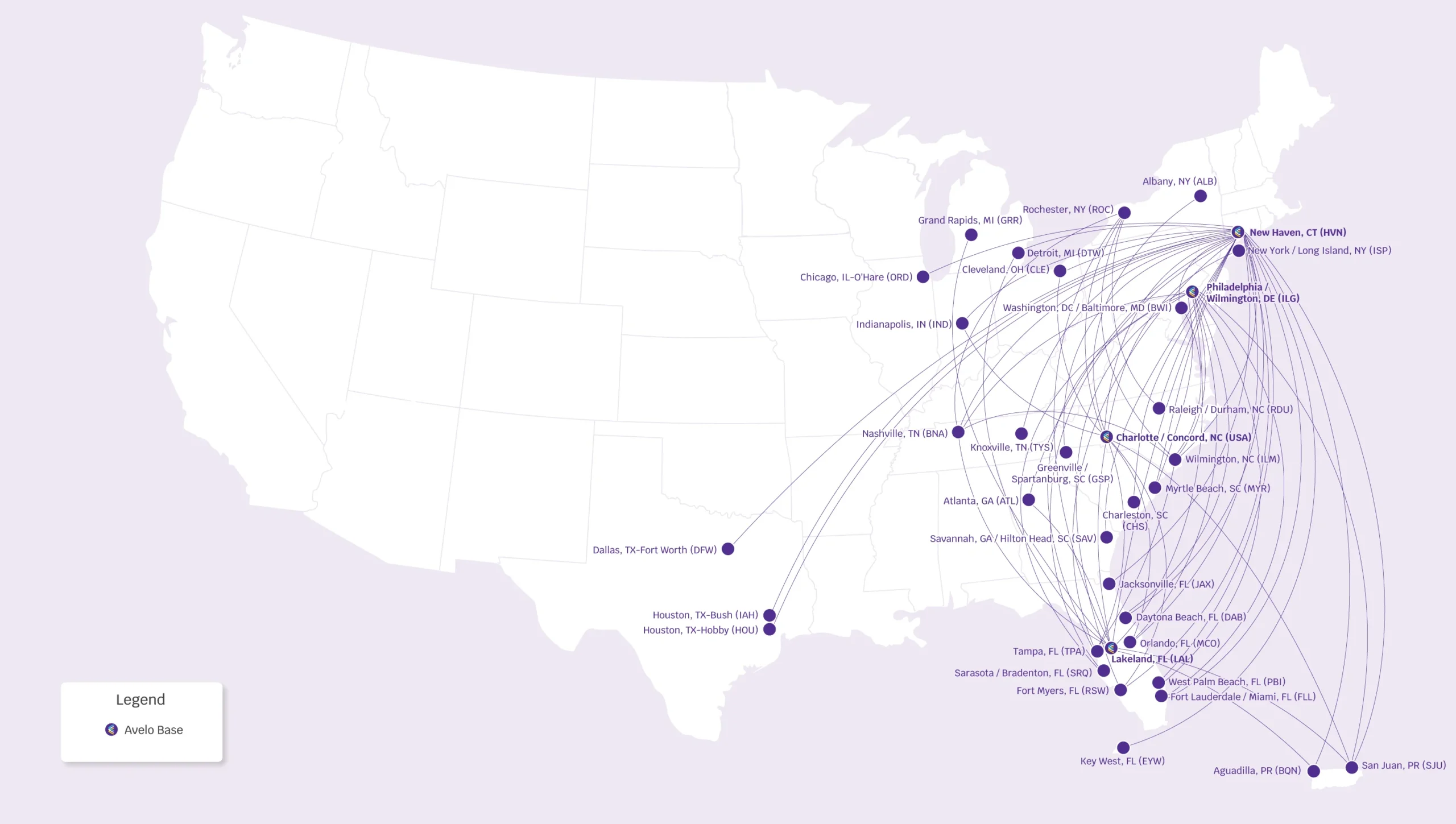 Avelo Route Map