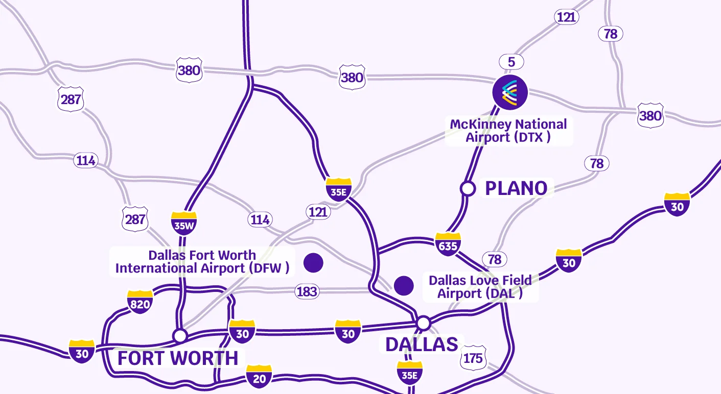 map of McKinney National Airport