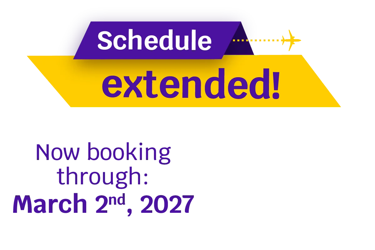 Schedule extended! Now booking through: March 2rd, 2027
